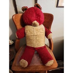 Rare Vintage‎ Teddy Bear Red White 1950's 29"